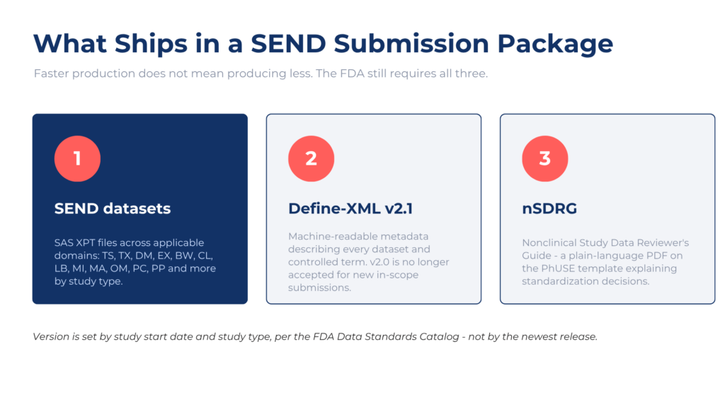 Produce a Study Report + SEND Dataset in 2–3 Weeks PointCross SEND submission package components: XPT datasets, Define-XML 2.1, and nSDRG reviewer guide